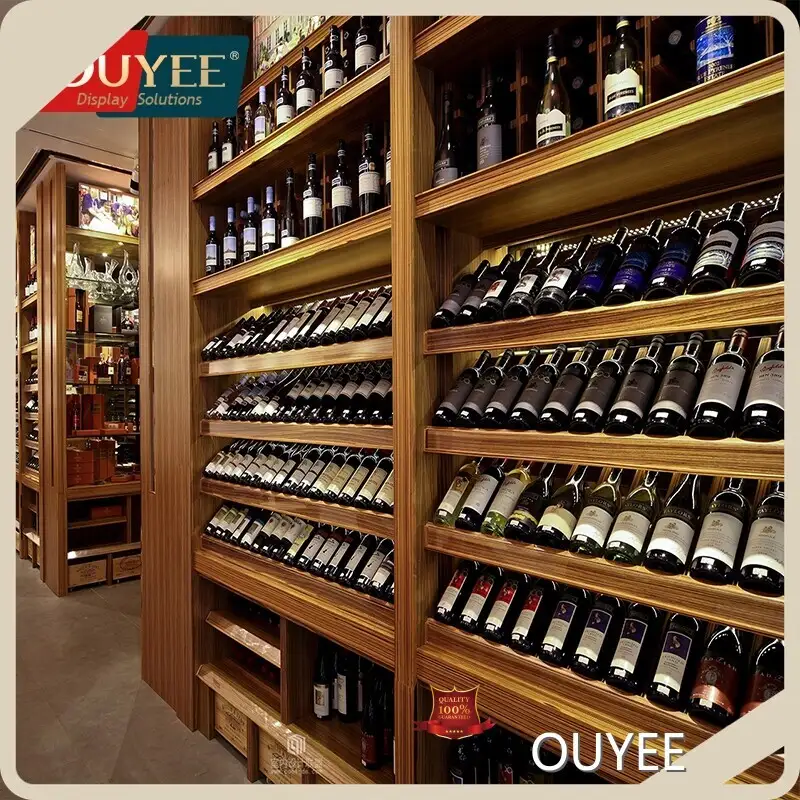 Wooden Wine Display Rack Shelves for Store Use, Manufacturer Polished 1
