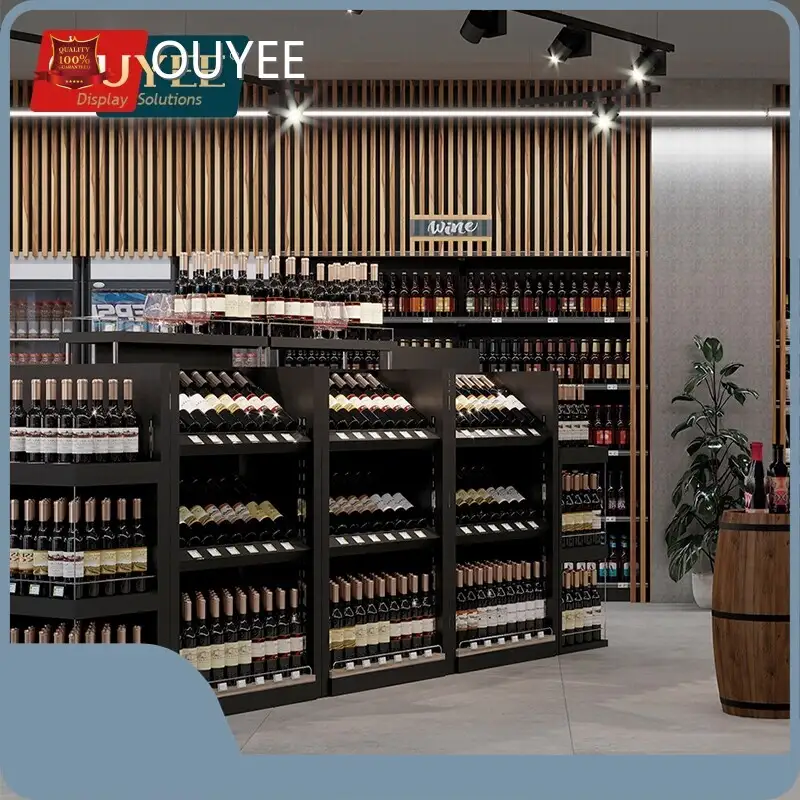 3D Wine Store Rendering - Metal Rack & Wooden Cabinet Floor Stand 1