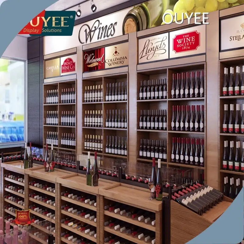 Custom Wood & Plastic Wine Display Rack for Wine Shops & Liquor Stores 1