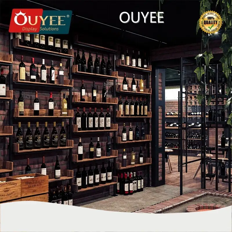 Wooden Wine Display Gondola Floor Stand for Retail Stores 1