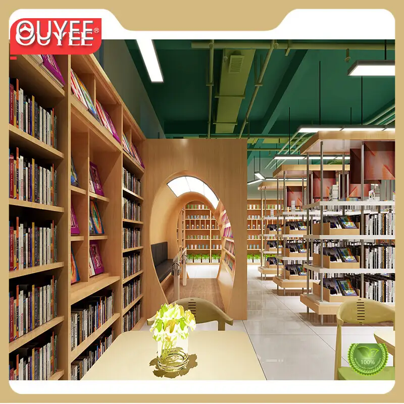 Custom Wooden Library Bookshelf & Wood Cabinet Shelf for Bookstores 1