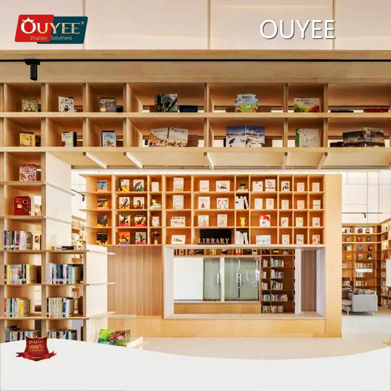 Wooden Cabinet Display Rack - Golden Book Shelf & Metal Library Rack 1