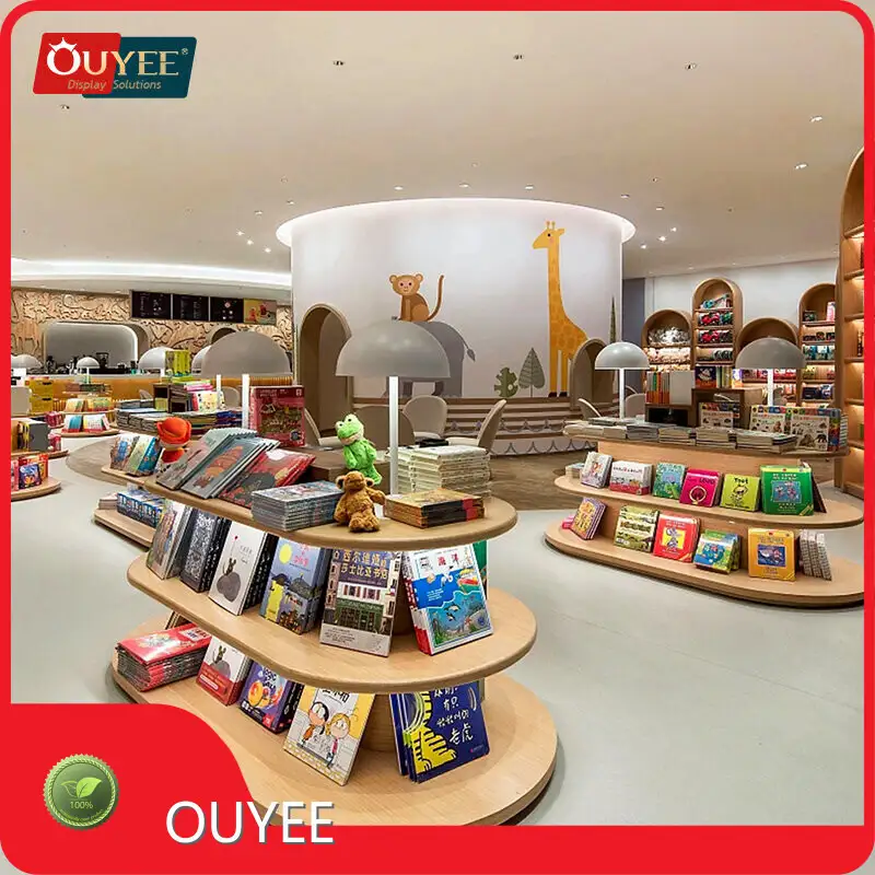 Wooden Bookstore Bookshelf Display Shelves for School Library Cabinet 1