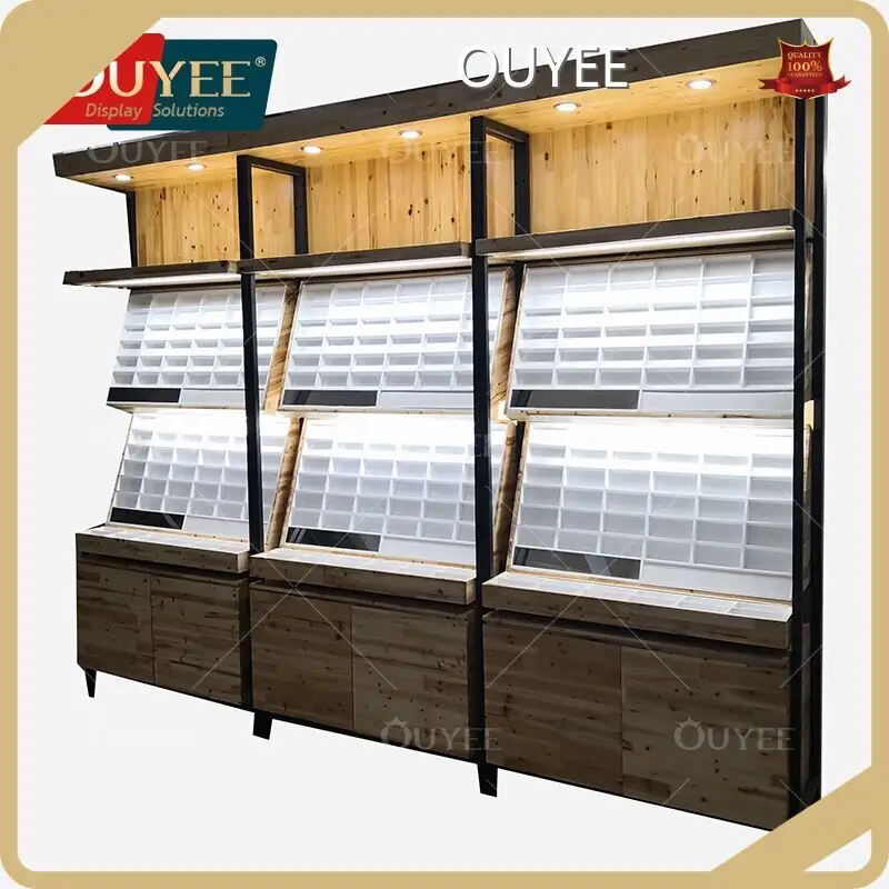 Green Wall-Mounted Optical Eyeglasses Display Cabinet with Glass Shelf 1