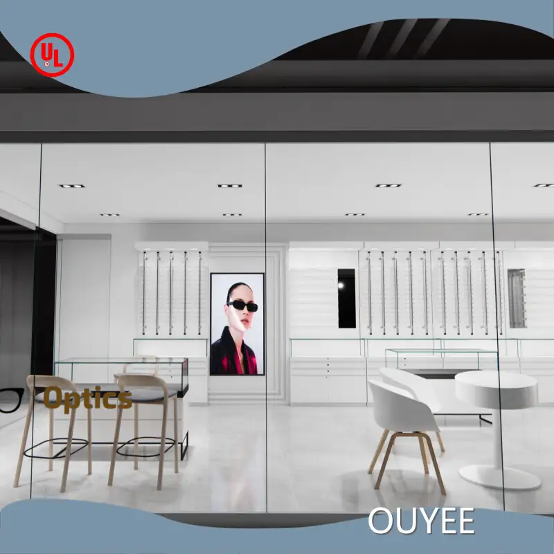 Wall-Mounted Wood Eyewear Display Shelf & Rack for Optical Shops 1