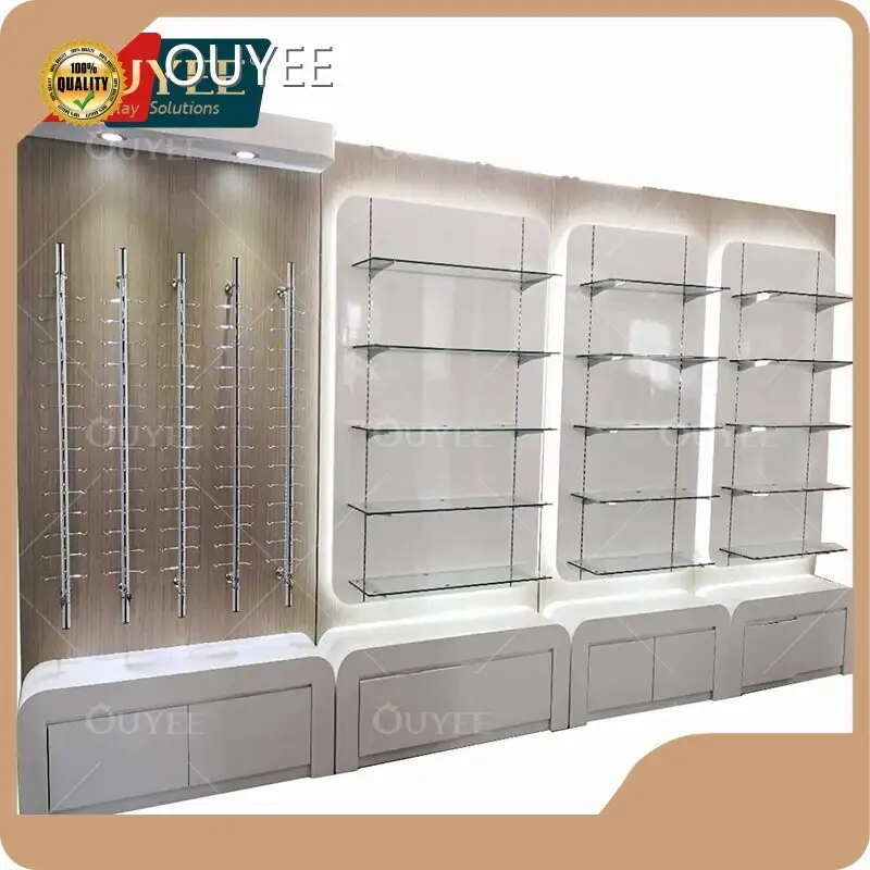 Custom Wooden Glass Eyewear Display Cabinet Lockable for Optical Shop 1