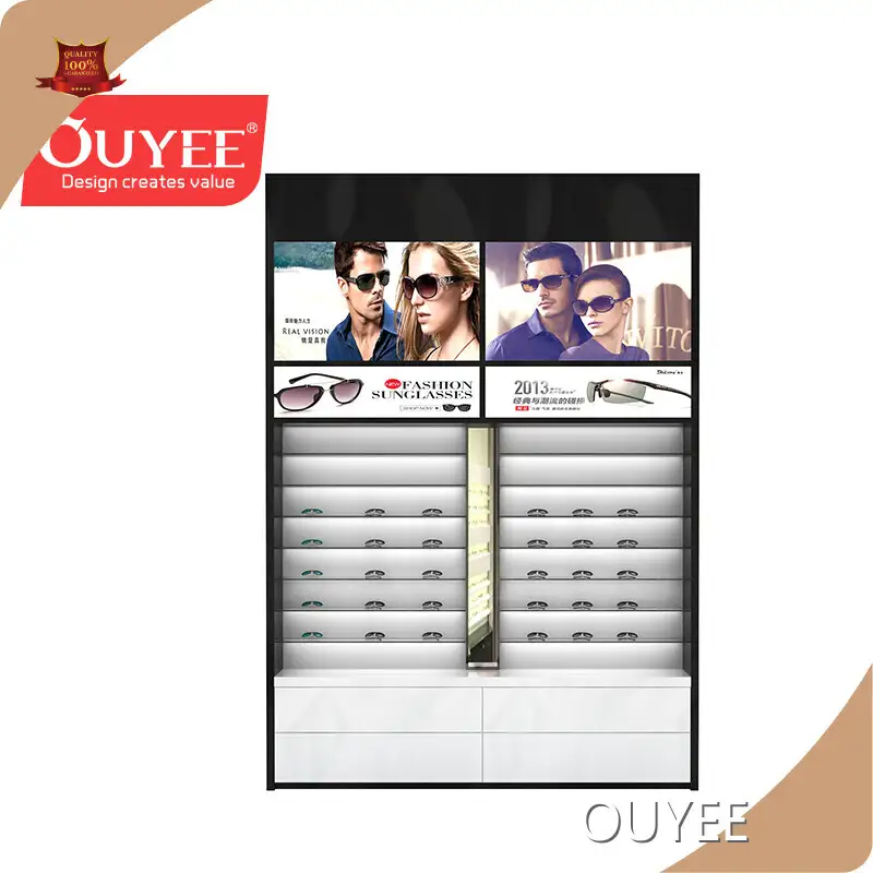 Wall-Mounted Wooden Sunglasses Display Rack for Optical Store 1