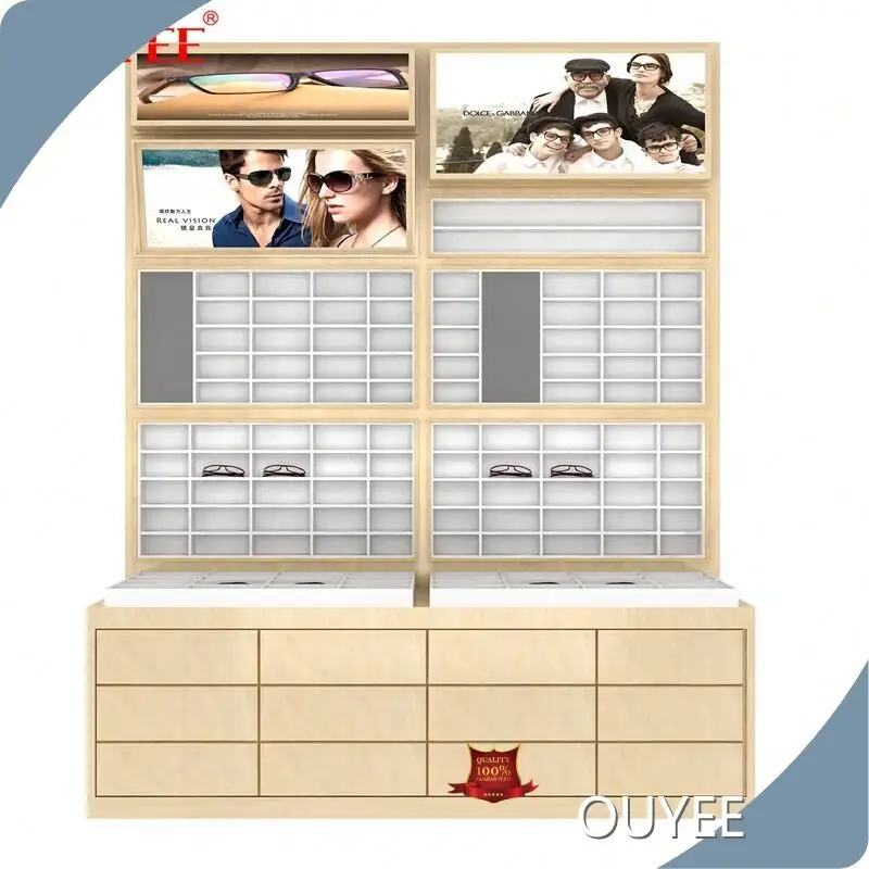 Wooden Optical Display Cabinet for Eyeglasses & Sunglasses Glass Shelves 1