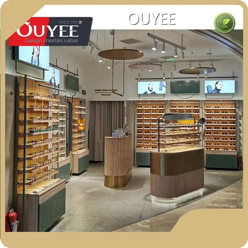 Customized Optical Shop Wooden Glasses Display Cabinet Showcase 1