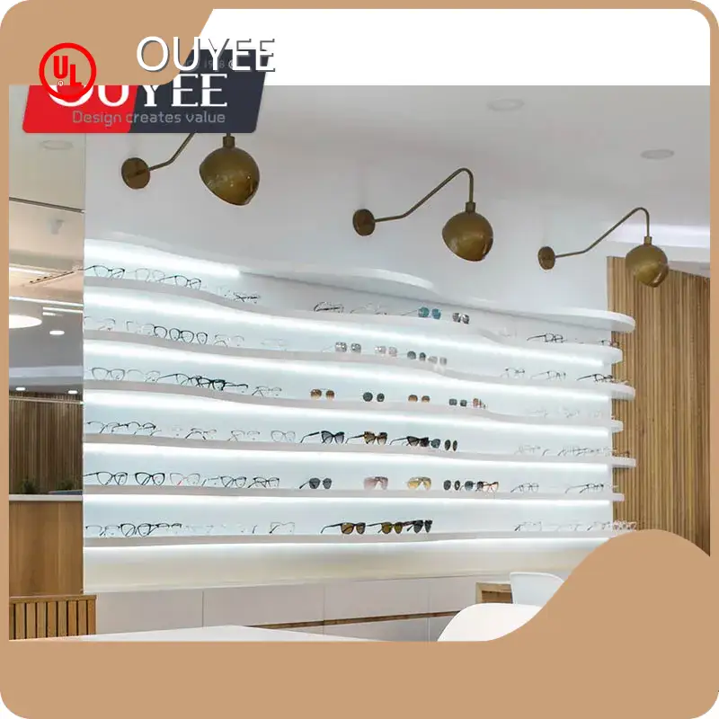 Customized Wooden Sunglasses Display Shelf Rack for Optical Shop 1