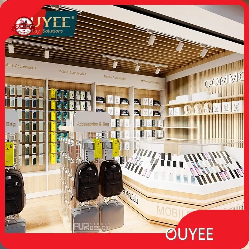 Wooden Wall-Mounted Laptop Display for Computer & Accessories Stores 1