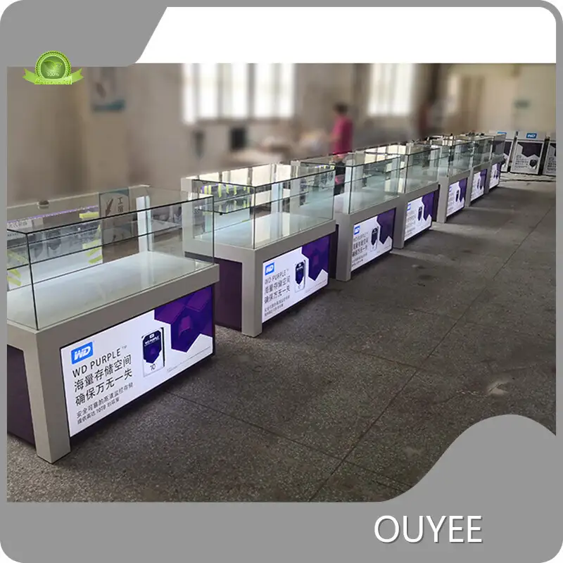 Wooden Mobile Phone Accessories Display Counter with Glass Cabinet 1