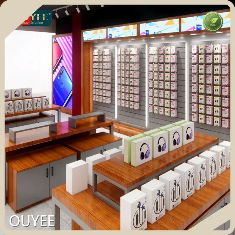 Wooden Mobile Phone Repair Shop Display Table Fixture Showcase 1