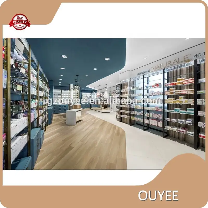 Custom Wooden Pharmacy Shelves Display Rack for Medical Stores 1