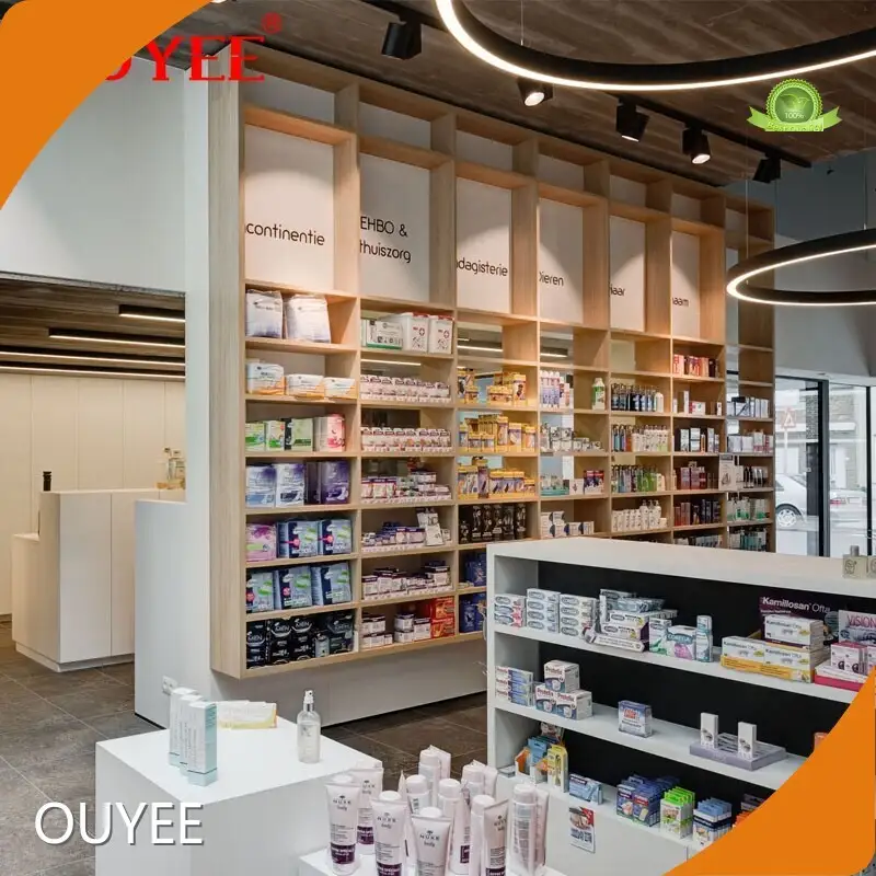 Wooden Pharmacy Shelves & Drugstore Display Cabinet for Medical Stores 1