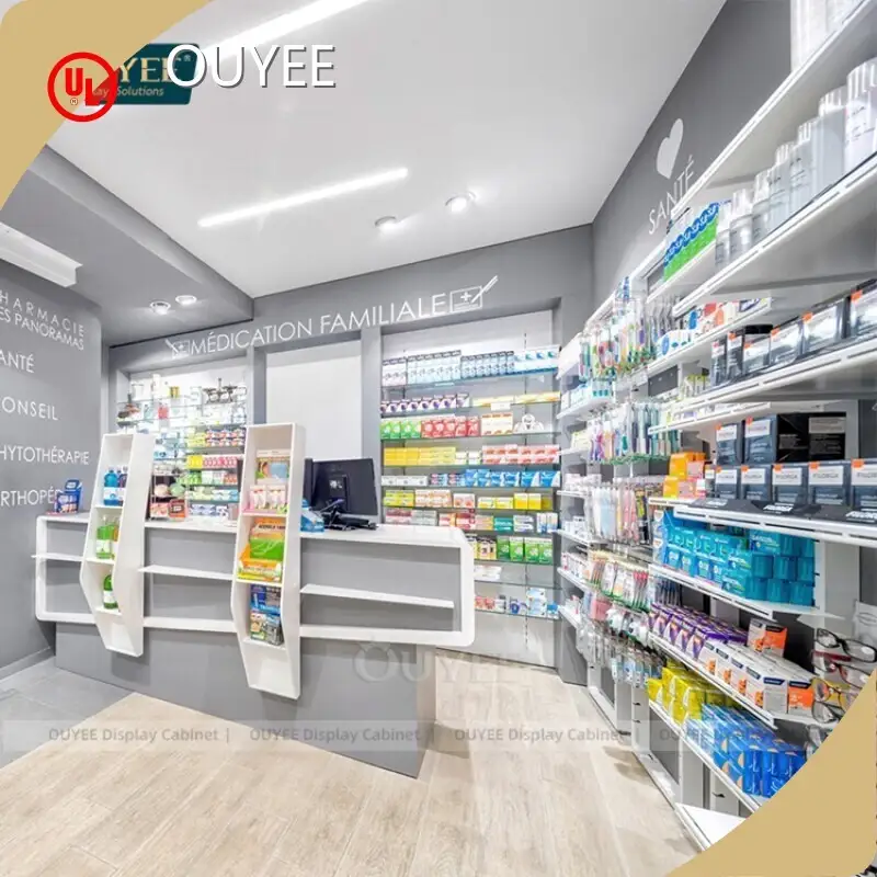 Modern Pharmacy Shelf Medical Display Rack Pharmacy Furniture Medical Store Retail Pharmacy With Dispensary Shop Showcase 1