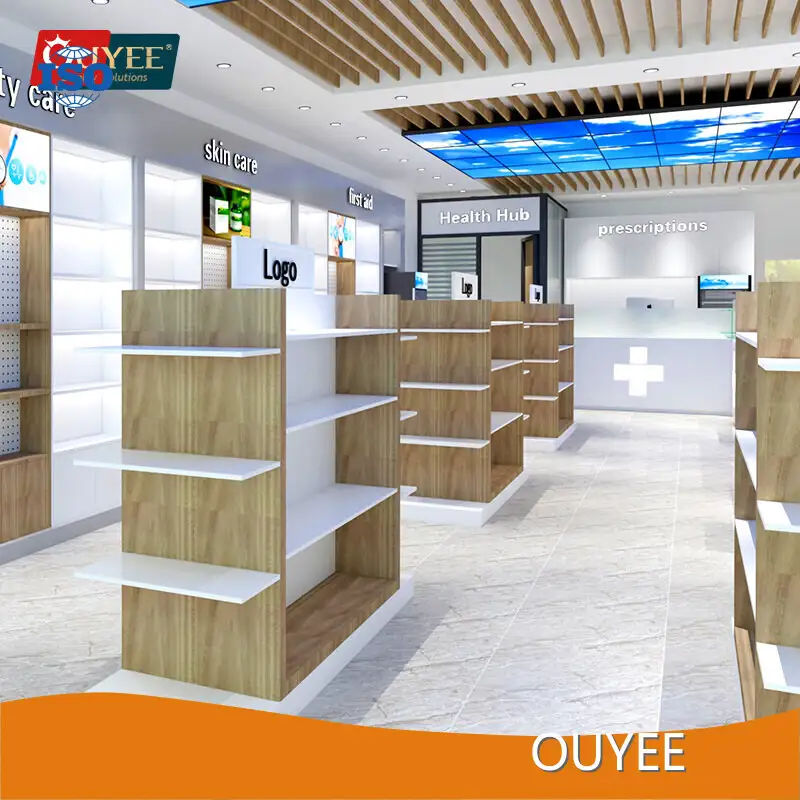 Pharmacy Gondola Shelving Display Rack Counter Standing Shelves 1