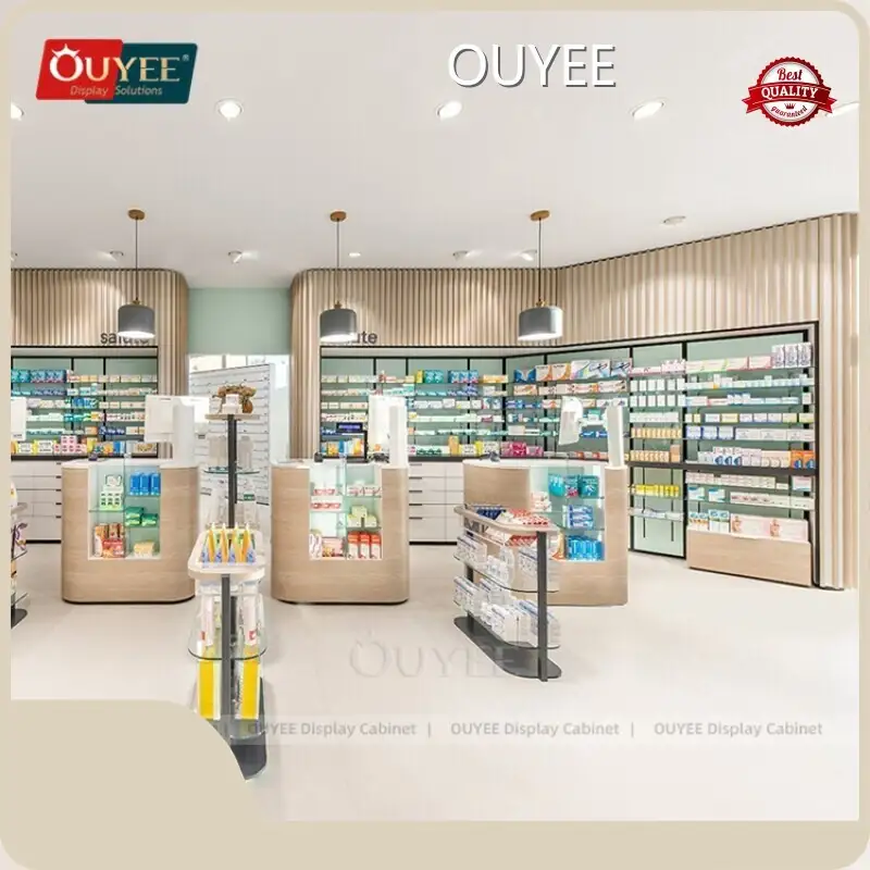 Wooden Pharmacy Counter with Drugstore Drawer & Pharmaceutical Shelves 1