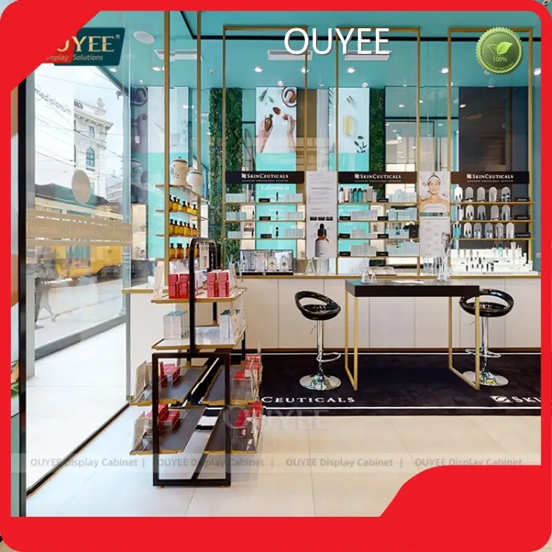 Steel Pharmacy Counter with Middle Shelves, Dispensary Display Stand 1