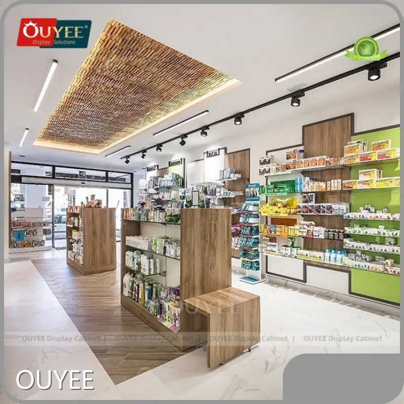 Eco-Friendly Pharmacy Counter Glass Shelves Medical Display Stand 1