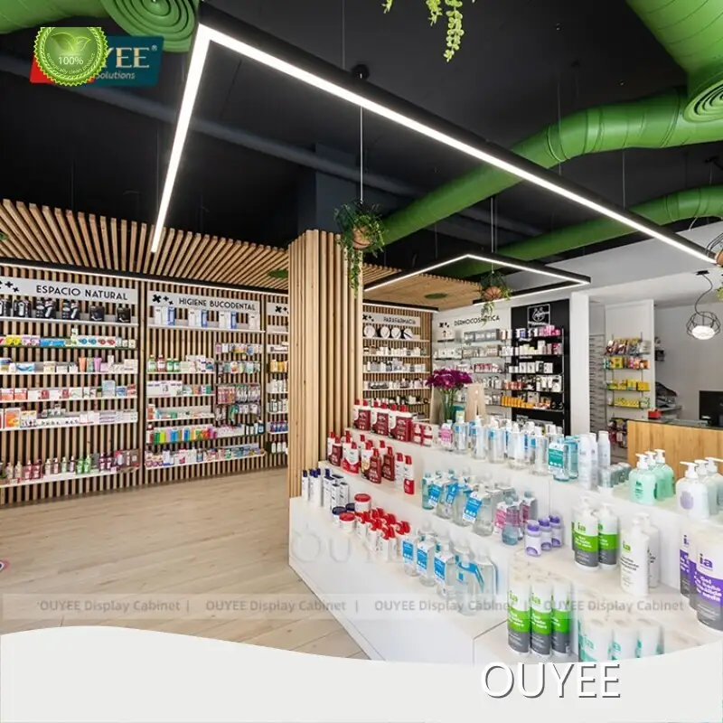 Wooden Pharmacy Furniture Rack - Medical Store Shelves, Shop Interior 1