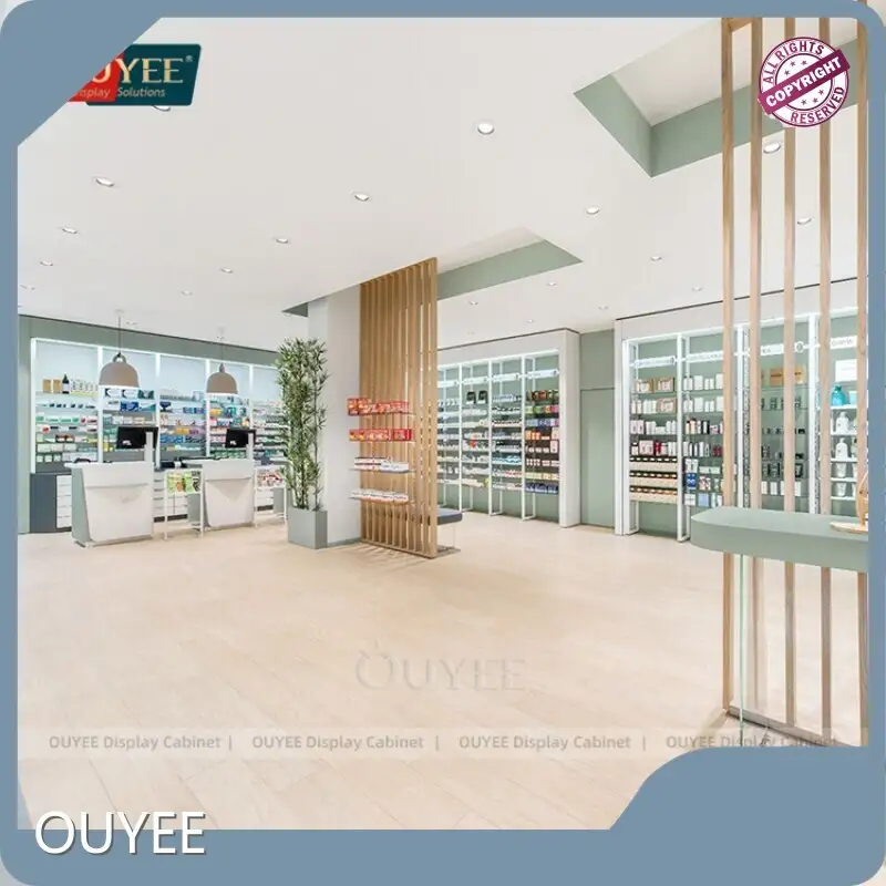 Retail Pharmacy & Dispensary Metal Storage Racks with Glass Shelves 1