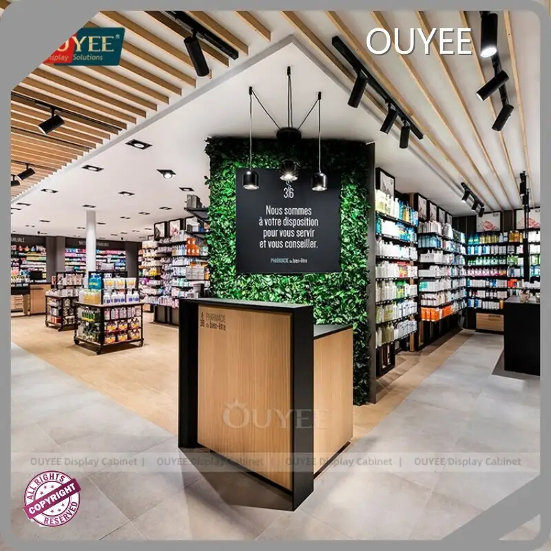 Custom Pharmacy Display Cabinet with Drawers & Shelves for Dispensary 1