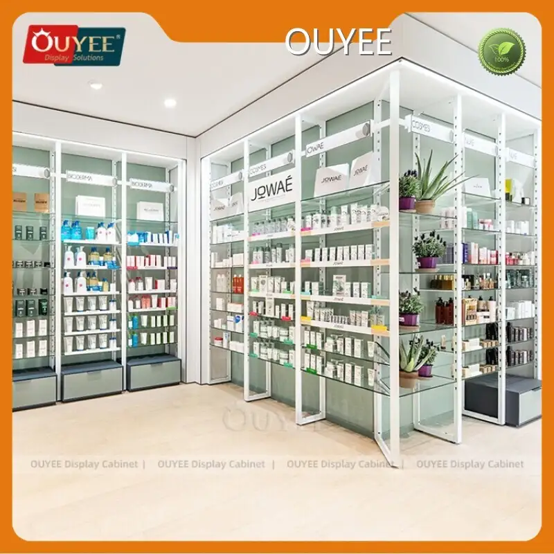 Eco-Friendly Pharmacy Rack Portable Metal Shelves with LED Light 1