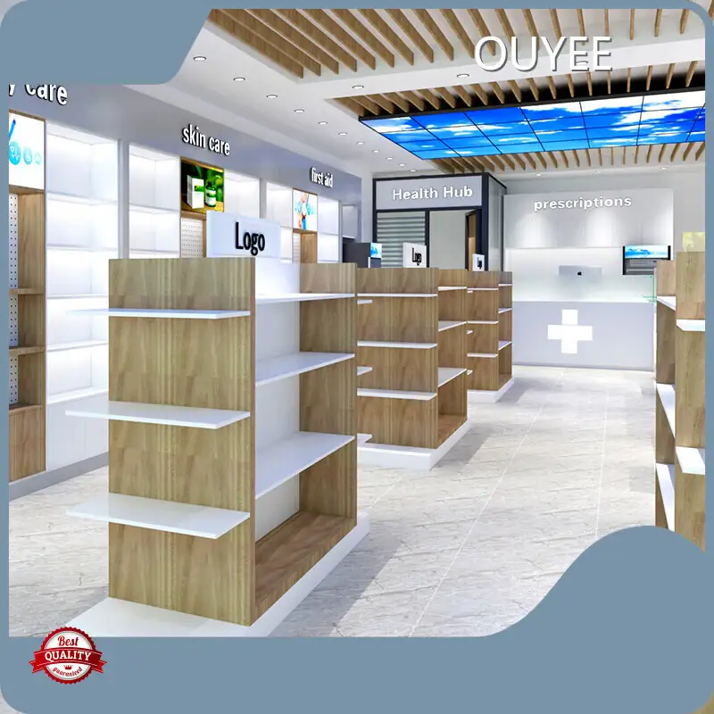 Dispensary Showcase with Glass Shelves – Pharmacy Store Furniture 1