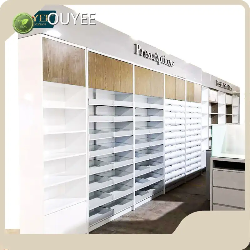 Dispensary Counter Display with Pharmacy Racks & Drawer 1
