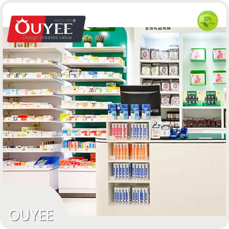 Customized Wooden Pharmacy Shop Display Cabinet with Shelves 1