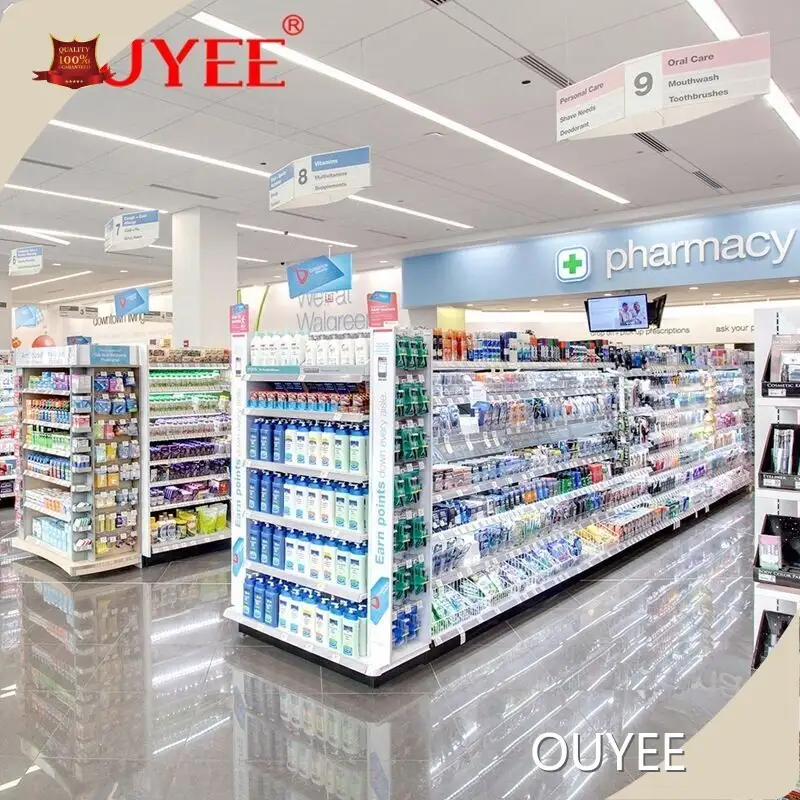 Wooden Pharmacy Counter with Shelves for Retail Store 1