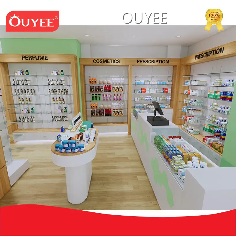 Wood Pharmacy Display Racks, Shelves & Medical Store Counter 1