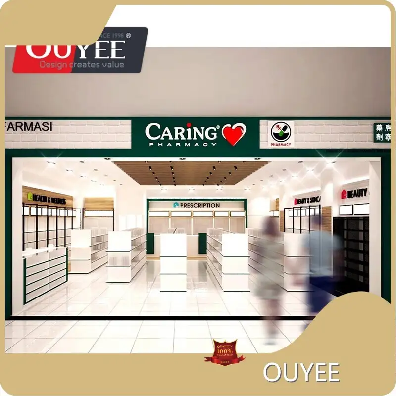 Customized MDF Pharmacy Counters & Shelves with LED Lights 1