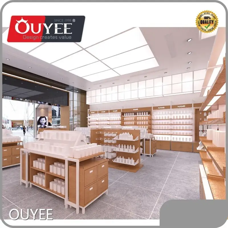 Wooden Pharmacy Shelving and Display Rack with Drawer System 1