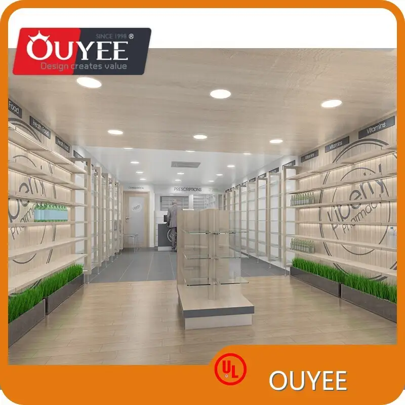 Rotating Pharmacy Display Rack Steel & Glass Shop Counter Shelves 1