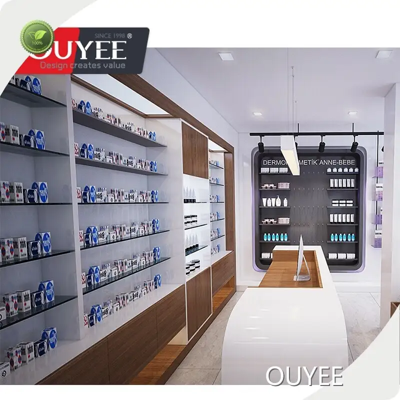 Pharmacy & Medical Wood Display Showcase w/ Glass Shelves, Rotating 1