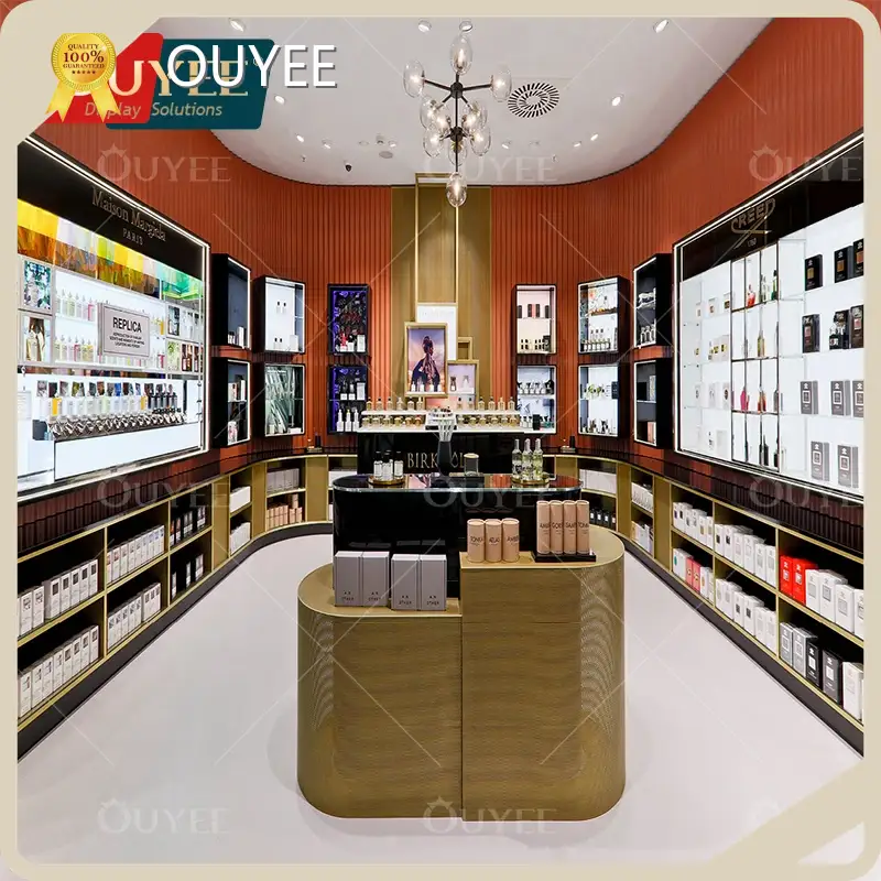 ODM OEM Perfume Store Retail Counter Showcase Makeup Display Stands 1