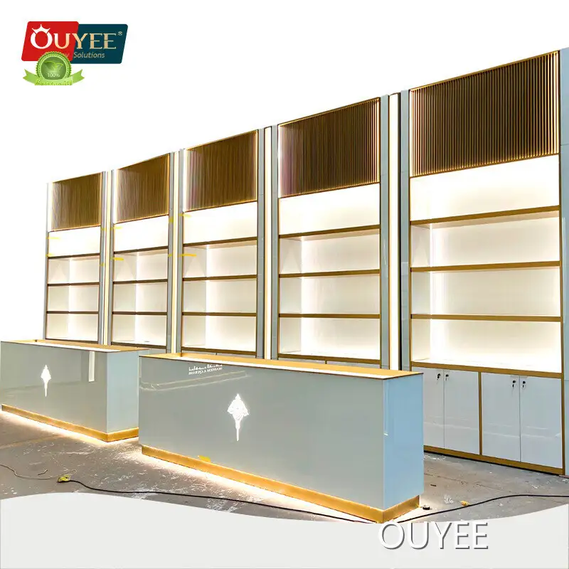 Wooden Perfume Shelf Display for Cosmetic Store and Shop Decoration 1