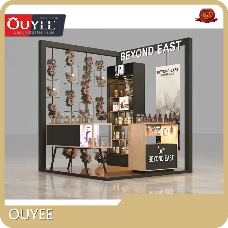 Custom Romantic Perfume Kiosk - Glass Bottle Wall Mall Display Rack 1