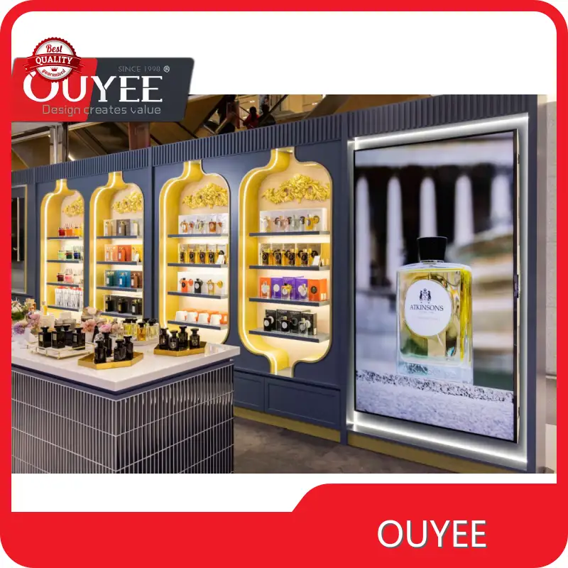 Arabic Gold Perfume Kiosk Display Shelves for Mall Fragrance Bar 1