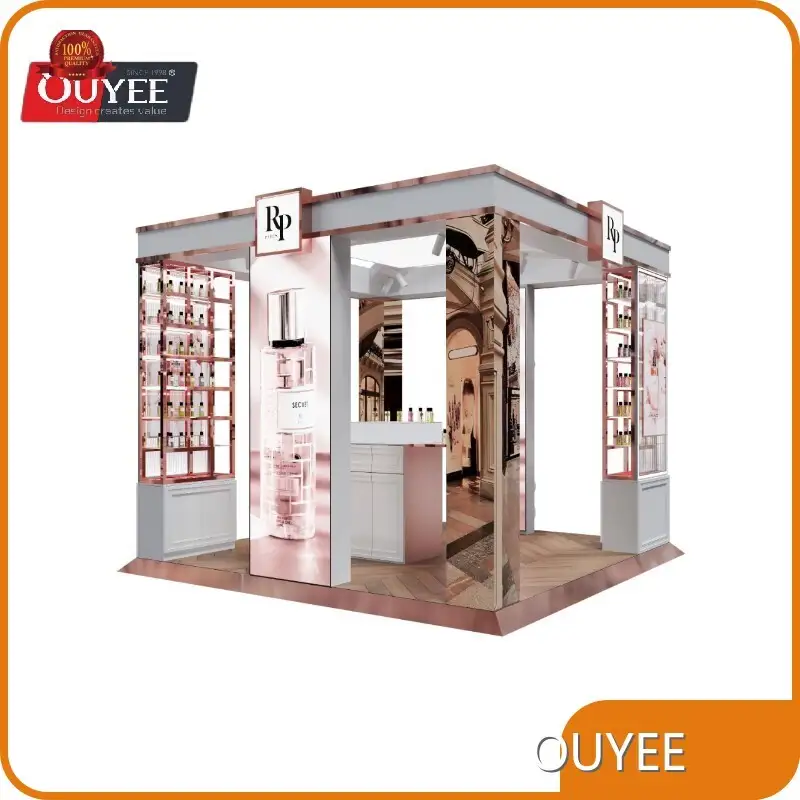3D Shopping Mall Exhibition Kiosk - Pink Beauty & Cosmetic Display 1