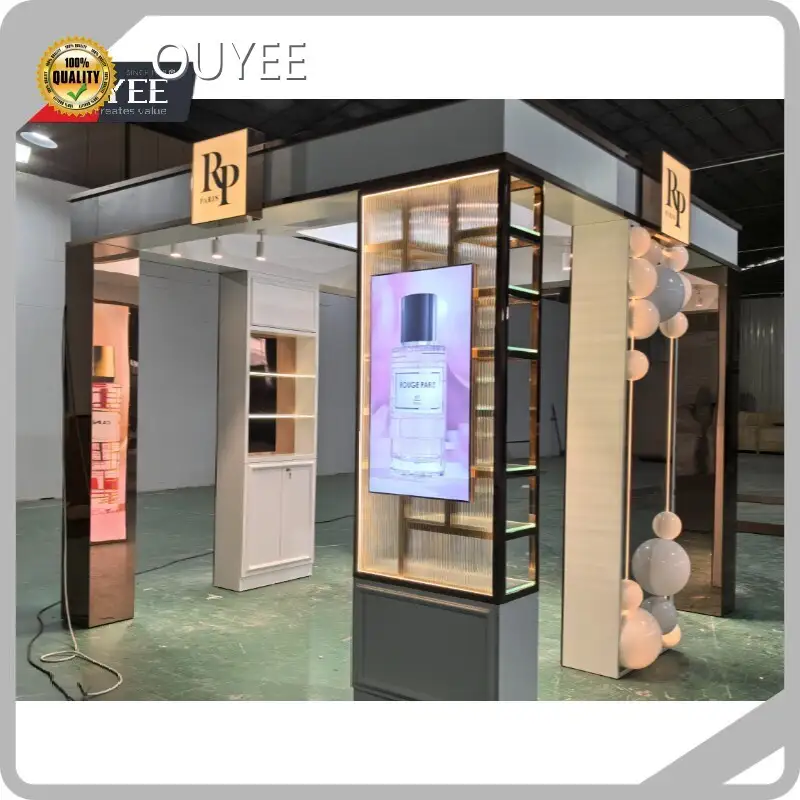 Factory Portable Cosmetic & Perfume Kiosk with Glass Shelves - Mall 1
