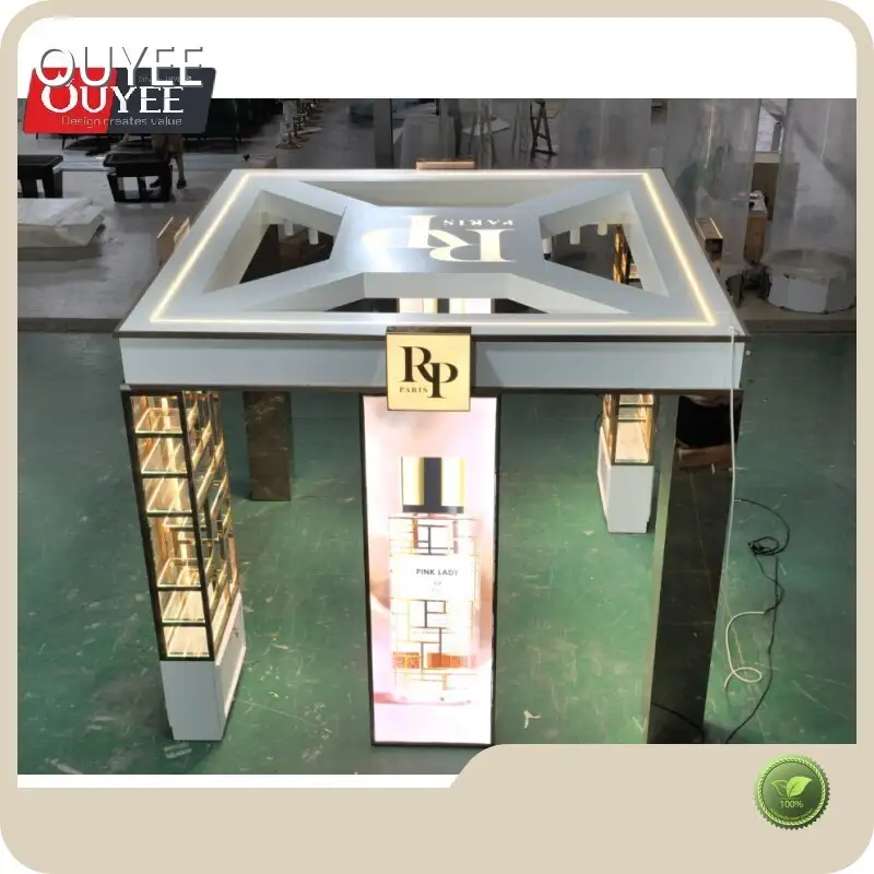 Shopping Mall Kiosk Cosmetic & Perfume Display with Glass Shelves 1