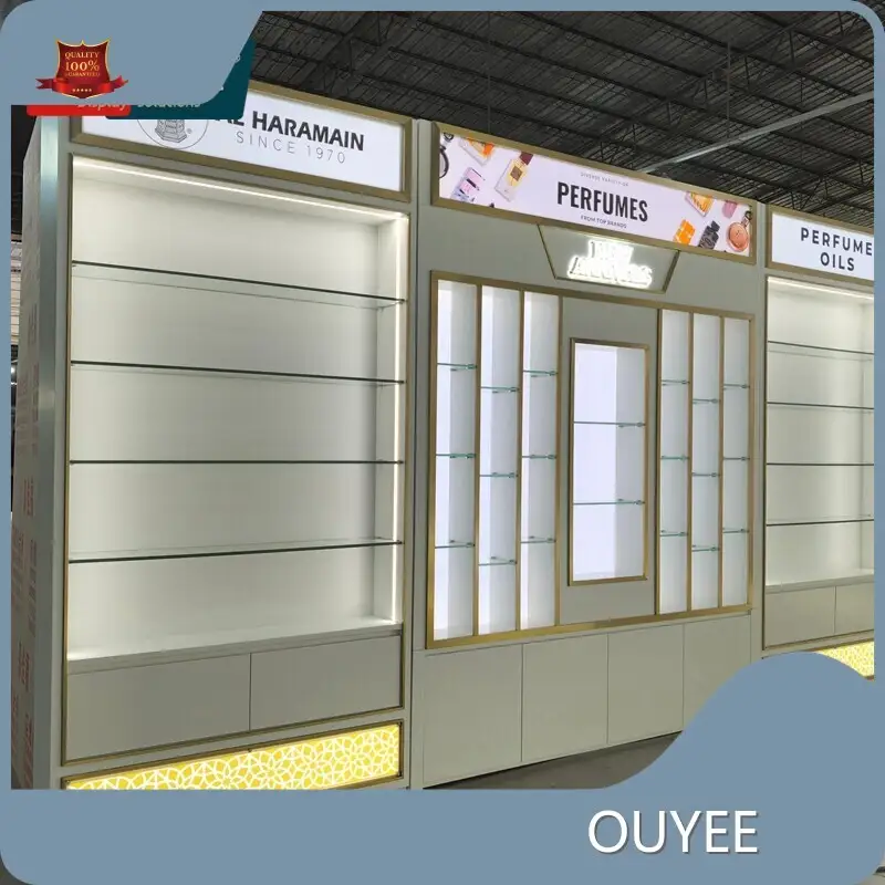 Perfume Shop Glass Wall Display Cabinets - Retail Fragrance Showcase 1