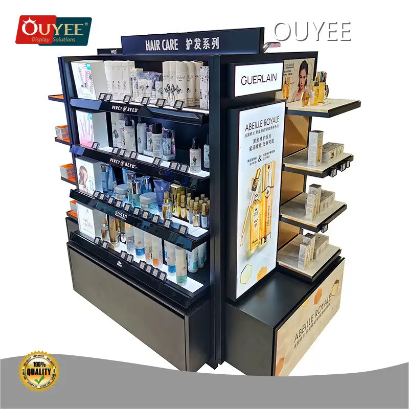 Customized Perfume Shop Display Rack & Shelves Gondola with Light Box 1