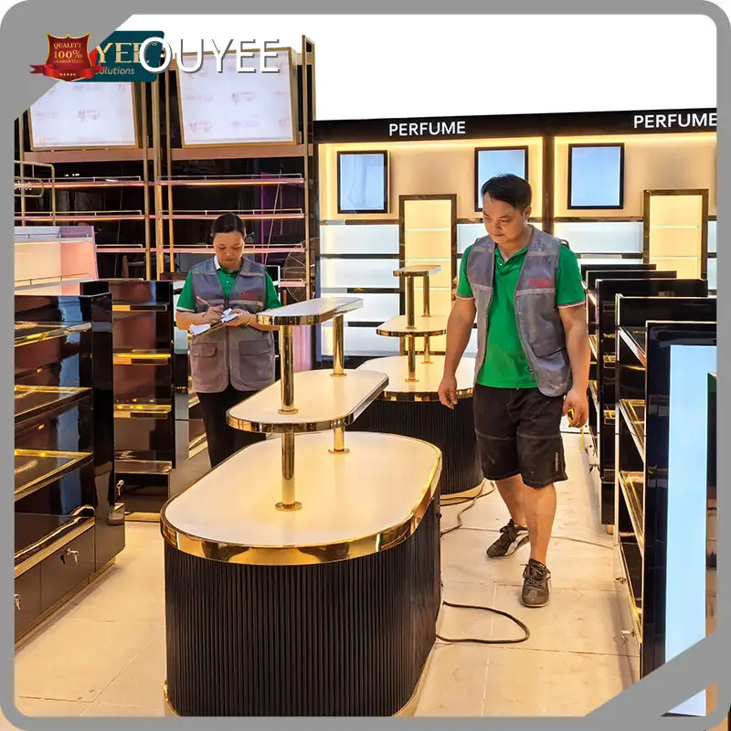 Perfume Shop Countertop Display Stand - Custom White or Black Shelves 1