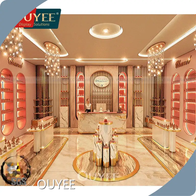 Pink Marble Acrylic Perfume Display Stand Showcase for Shop/Store 1