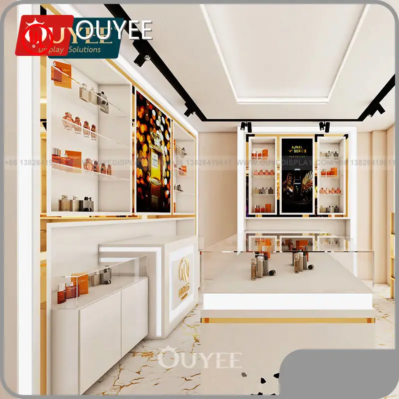 Rotating Marble Glass Perfume Showcase Counter with Shelf 1