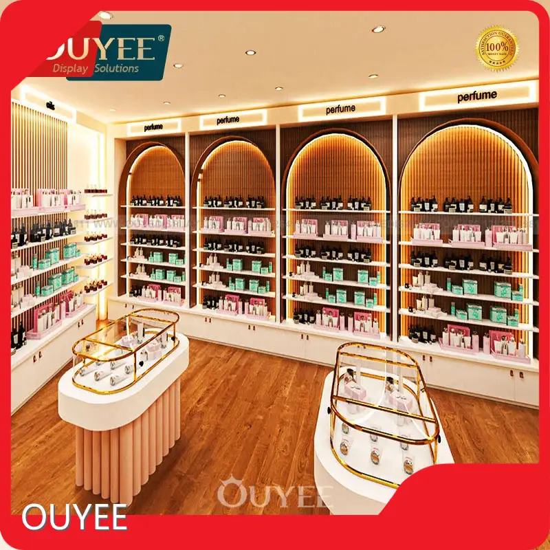 Boutique Perfume Store Fixtures: Glass-Wood-Steel Fragrance Stand 1